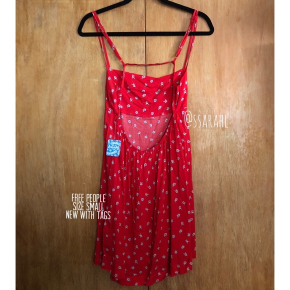 Free People Red Printed Slip Dress - Picture 4 of 7